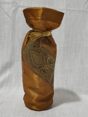 Vintage Gold Satin Bottle Gift Sleeve with Decorative Tassel